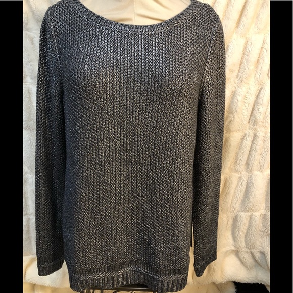 WHBM silver and black metallic sweater size large - Picture 1 of 5